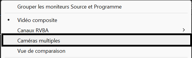 Capture du réglages caméras multiples à sélectionner