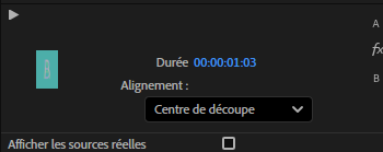 Les réglages de durée et d'alignement de la transition dans Options d'effet
